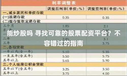 能炒股吗 寻找可靠的股票配资平台？不容错过的指南